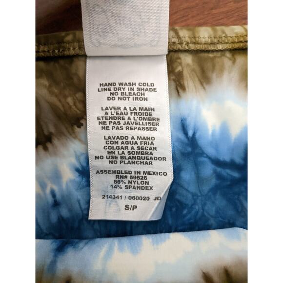 Lucky Brand Bikini Bottom Small Blue Green Tie Dye Ruffle Low Rise Swimsuit Pool - Picture 4 of 9